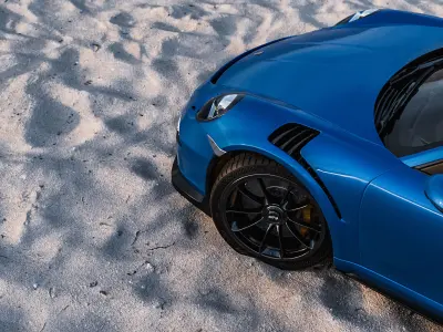 Beach Automotive Render Scene Cinema 4D and FBX File Textured  3D model