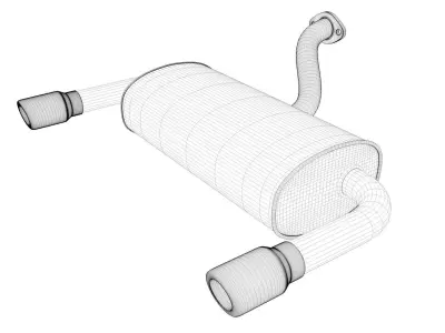 Car exhaust system - set of two high poly rear mufflers 3D model