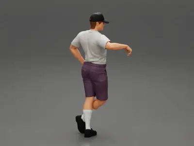 Delivery man waiting for client wearing short and cap 3D print model