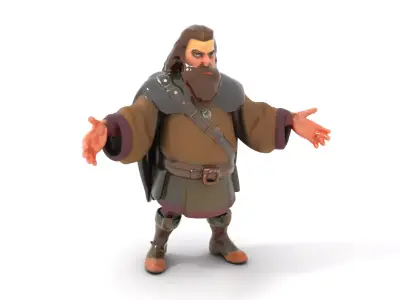 Viking Warrior Detailed Rigged and Animated D Character Model Low-poly 3D model