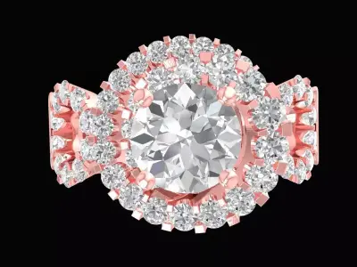 Luxury Multi Halo Floral Diamond Engagement Ring 3199 3D print model