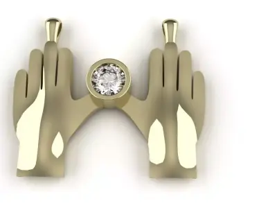 Diamond Hands Bezel Set Pendant Gold Silver Platinum Luxury  3D print model