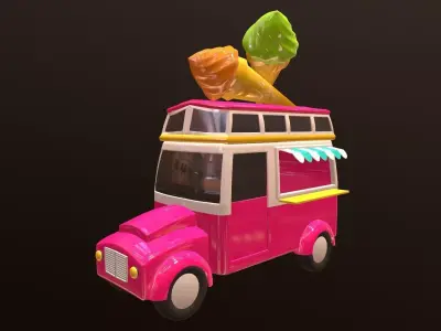 Asset - Cartoons - Car - Ice Cream - 3D Model  3D model
