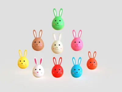Easter Rabbit Eggs Low-poly 3D model
