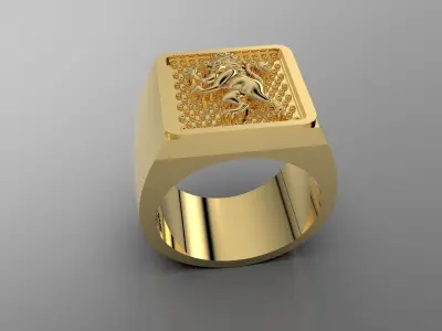 lion ring 3D print model 3