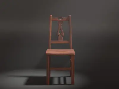 Wooden Chair Low-poly 3D model