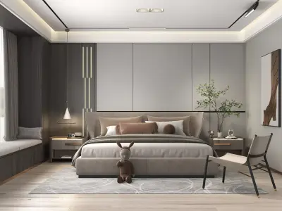 Modern Bedroom Scene 23 3D model