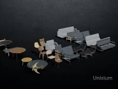 Modern Living Room Pack 01 Low-poly 3D model