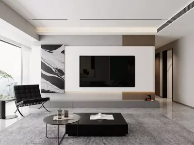 Modern living room dining room interior scenes 291 3D model