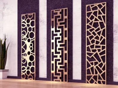 3 Decorative Gold Panels 3D model