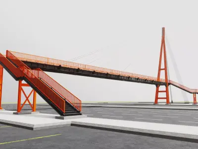 Rope Tension Pedestrian Overpass Type-1 3D model