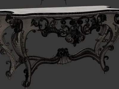 classic console table and decorative mirror 3D model