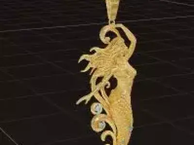 Golden  Luxury Mermaid Pendant 3D print model