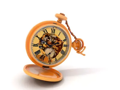 Elegant Vintage Pocket Watch Model Pack with Roman Numerals Low-poly 3D model