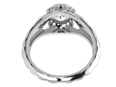 Round Diamond Milgrain Ring 3819 3D print model