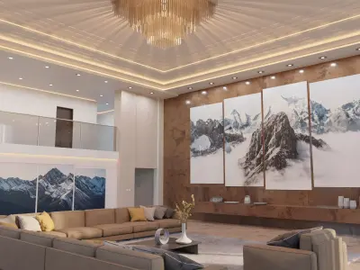 Modern Living Room - Hall 3D model