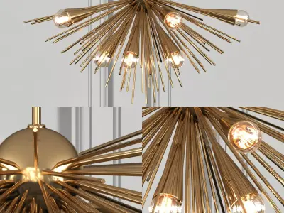 Luxury Copper Metal Thorn Pendant Lights 3D model