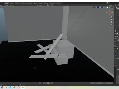 The Unstructure brick wall in middle of concrete floor Free low-poly 3D model