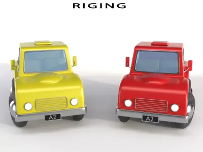 Cartoon Truck PBR and Rigged 3D model
