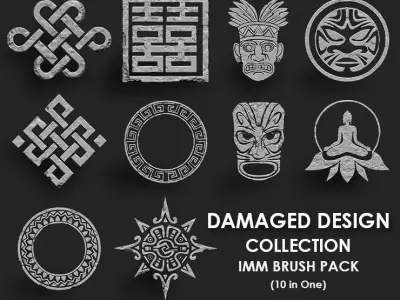 Damaged Design Collection IMM Brush Pack 10 in One 3D model