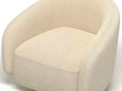 Swivel armchair by Brice Boucle cream 3D model