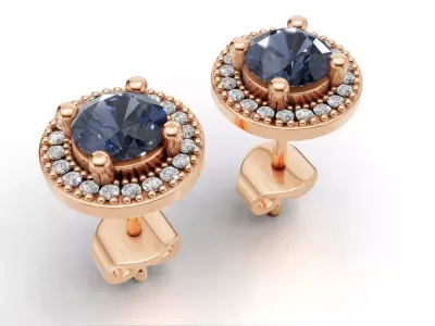 AV 715  Round Diamond Stud Earrings 3D print model