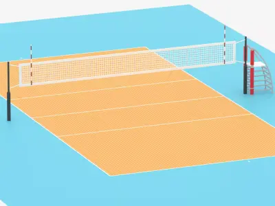 Cartoon Volleyball Court 3D model