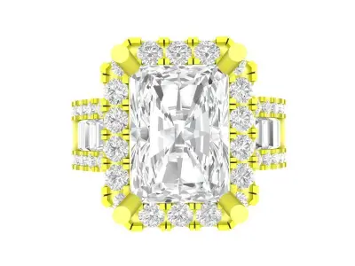7090 luxury radiant diamond engagement ring for women 3D print model