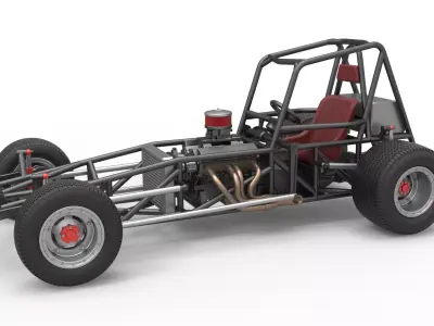 Vintage Dirt Modified stock car Base Version 2 Scale 1 to 25 3D print model