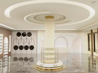 Modern Cosmetic Showroom Interior 3D Retail Display  Low-poly 3D model