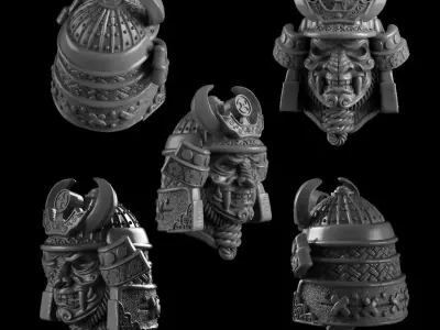 Head samurai Mask 3d model for 3d printing 3D print model 3D print model