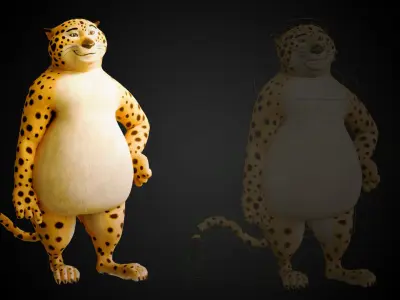Stylized Biped Cheetah - Rigged Cartoon Animal  for Blender Low-poly 3D model