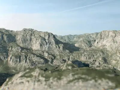 Cevennes rocky grass mountains Low and high poly Low-poly 3D model