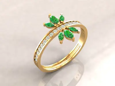 Floral Diamond Ring Marquise  3D print model