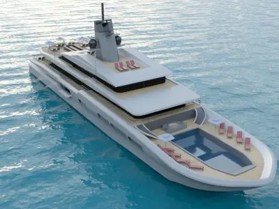 Luxury Super Yacht Low-poly 3D model