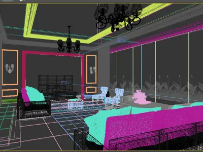 interior american classic style 3D model