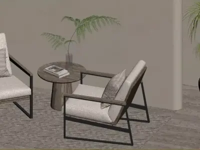 Nordic-style single-seater sofa 3D model