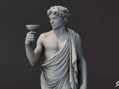 Dionysus Statue   Low-poly 3D model