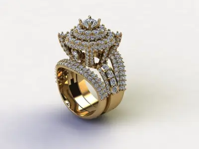 R15 2 in 1 ring jewelry cad file in thailand 3D model