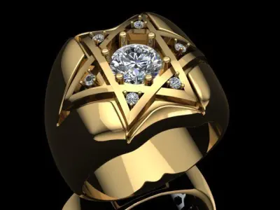 men ring star of David 3D print model
