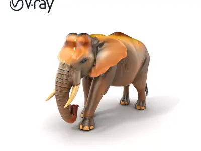 Asian Elephant High Detail Model Pack Low-poly 3D model