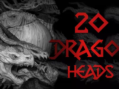20 Dragon Head IMM Brush and OBJ 3D model