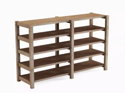 Long Pottery Shelf 05 Low-poly 3D model