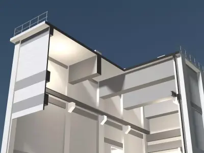 Industrial building in cutaway section 25i12 3D model