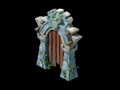 Game Cartoon - City - City Gate 03 3D model