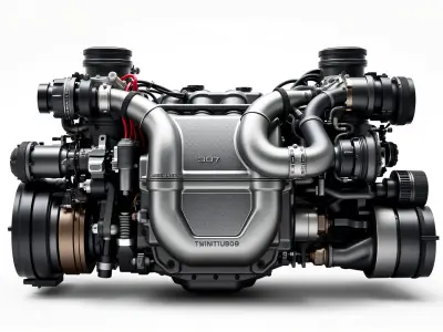 Twin-Turbo V8 Engine model pack with precision-machined detai... Low-poly 3D model