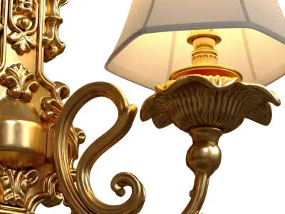 Golden sconce in classic style Wall lamp Double Light  3D model