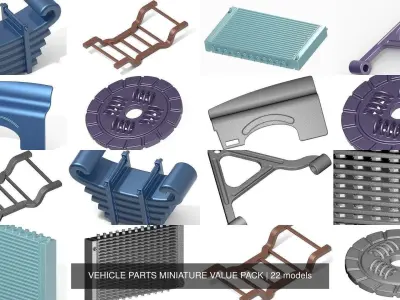 VEHICLE PARTS MINIATURE VALUE PACK 3D Model Collection