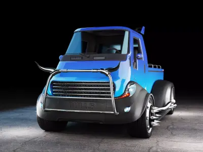 Little truck classic car design  Low-poly 3D model