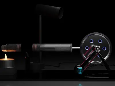 Moteur Stirling Type Beta Sk Model 3D model